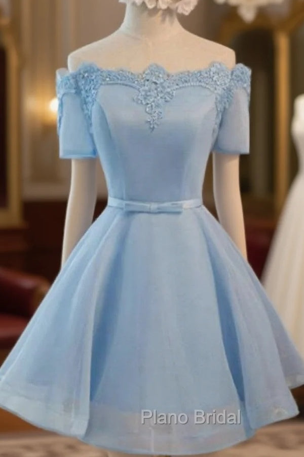 Blue Off The Shoulder Homecoming Dresses Main image