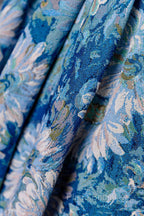 Blue Printed Long A-Line Formal Prom Dresses, Blue Off the Shoulder Formal Evening Dresses