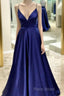 Blue Formal Prom Dresses Low Cut , Formal Dresses, Formal Dresses, Dance Dresses, Graduation Party Dresses