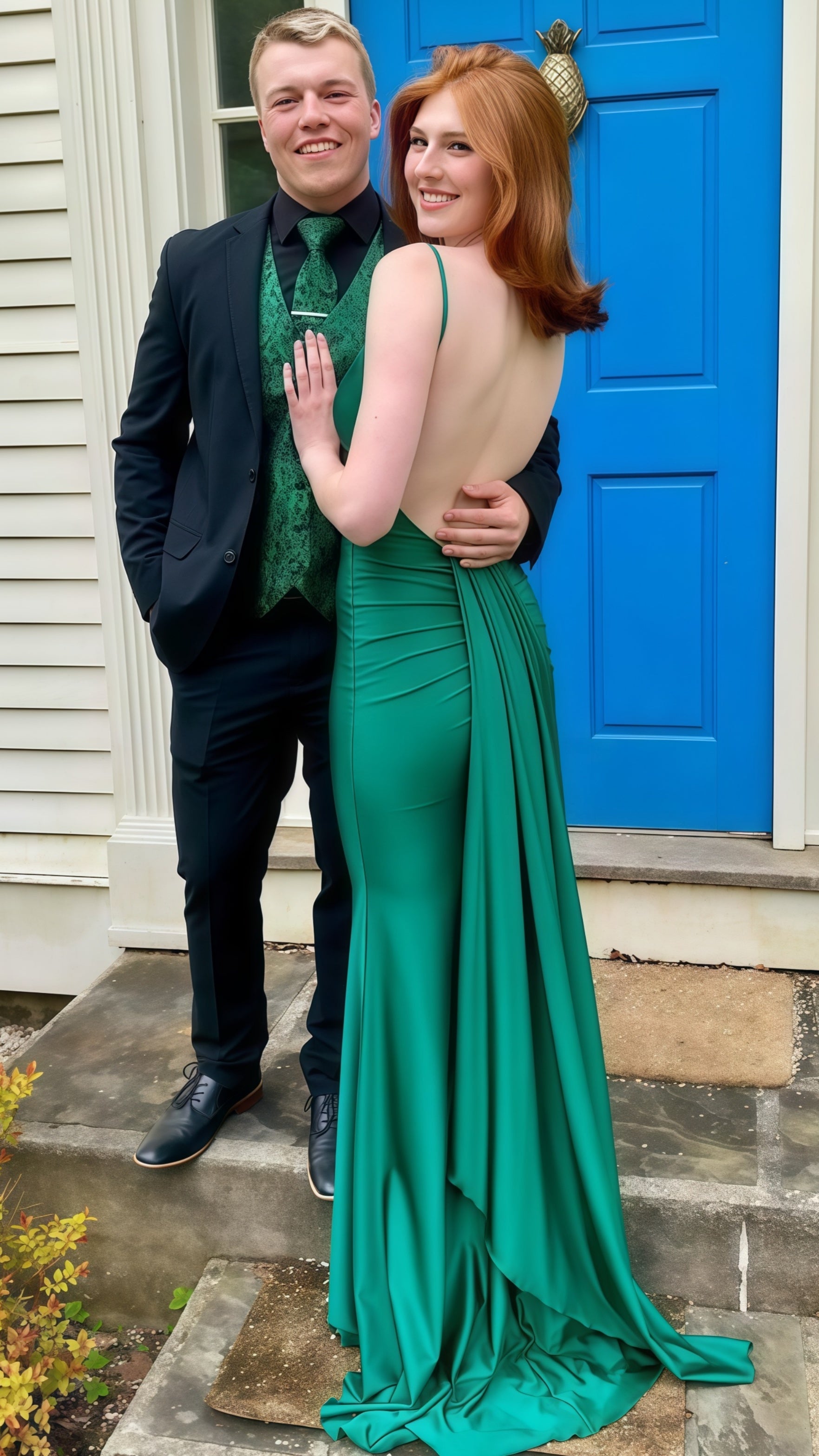 Blue Formal Prom Dresses, Mermaid Formal Prom Dresses Open Back Formal Evening Dresses