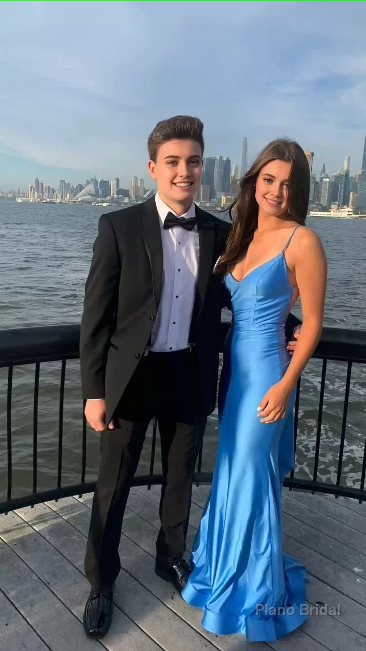 Blue Prom Dress, Mermaid Prom Dresses, Open Back Evening Dress Main image