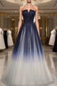 Blue Formal Prom Dresses Tulle LongEvening Dresses