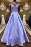 Blue purple lace satin long Formal Prom dress blue purple formal dress