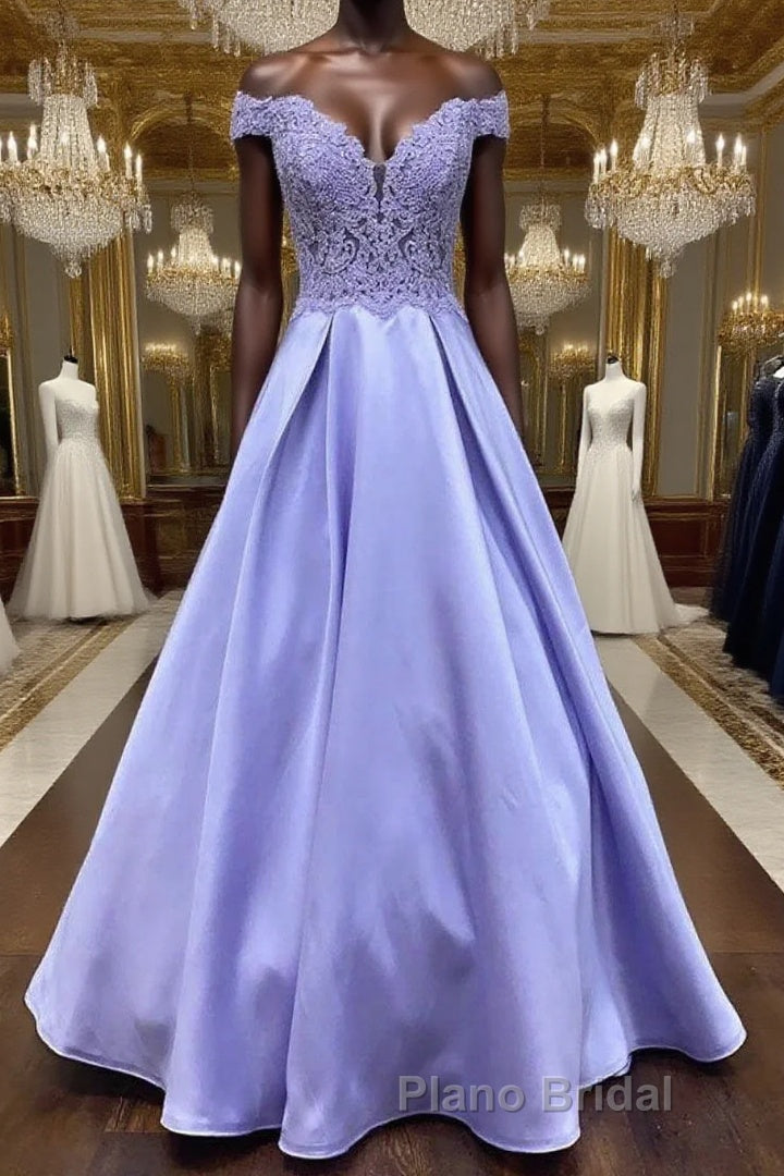 Blue purple lace satin long Formal Prom dress blue purple formal dress Main image