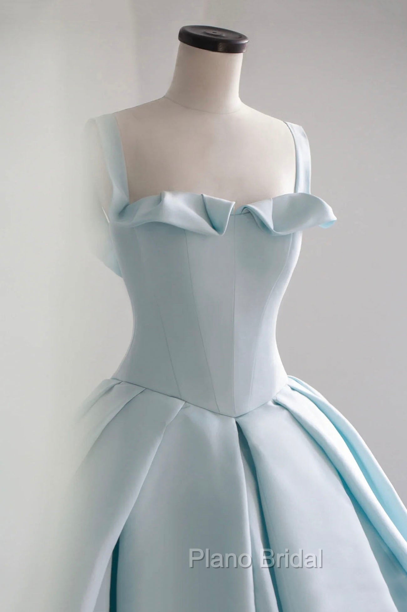 Blue Satin Long A-Line Formal Dresses, Blue Formal Prom Evening Dresses Secondary image