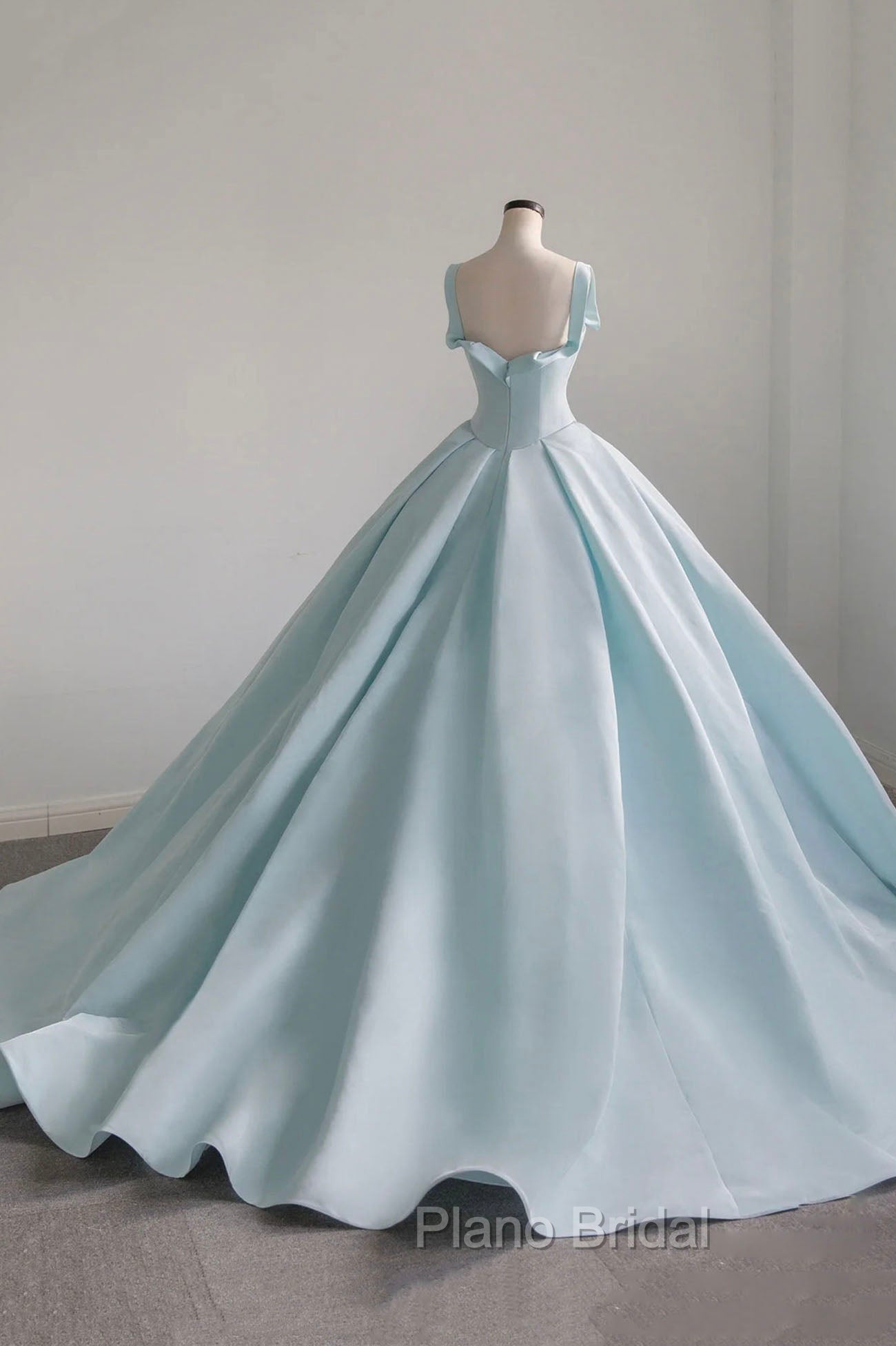 Blue Satin Long A-Line Formal Dresses, Blue Formal Prom Evening Dresses