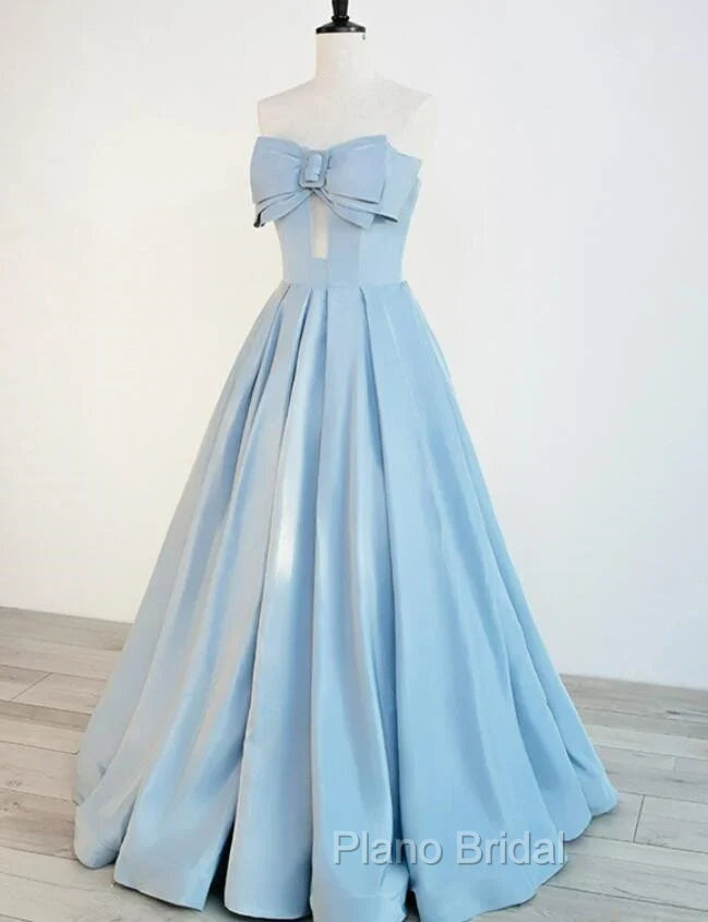 Blue Satin Long A-line Party Dresses Formal Prom Dresses Blue Floor Length Evening Dresses Formal Prom Dresses shops