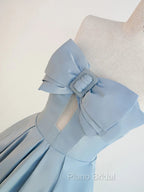 Blue Satin Long A-line Party Dresses Formal Prom Dresses Blue Floor Length Evening Dresses Formal Prom Dresses shops