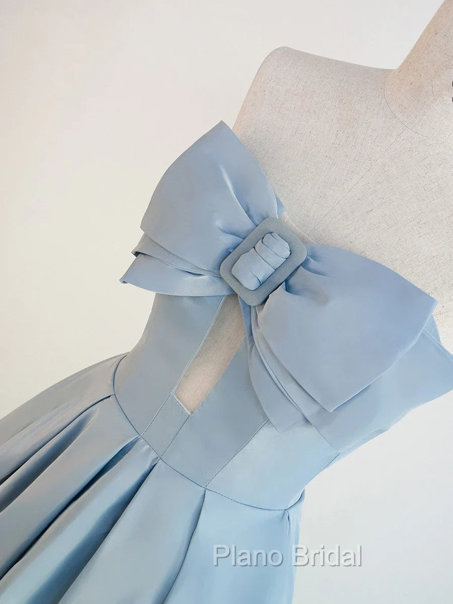 Blue Satin Long A-line Party Dresses Formal Prom Dresses Blue Floor Length Evening Dresses Formal Prom Dresses shops