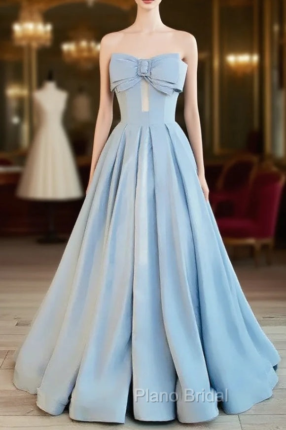 Blue Satin Long A-line Party Dresses Formal Prom Dresses Blue Floor Length Evening Dresses Formal Prom Dresses shops