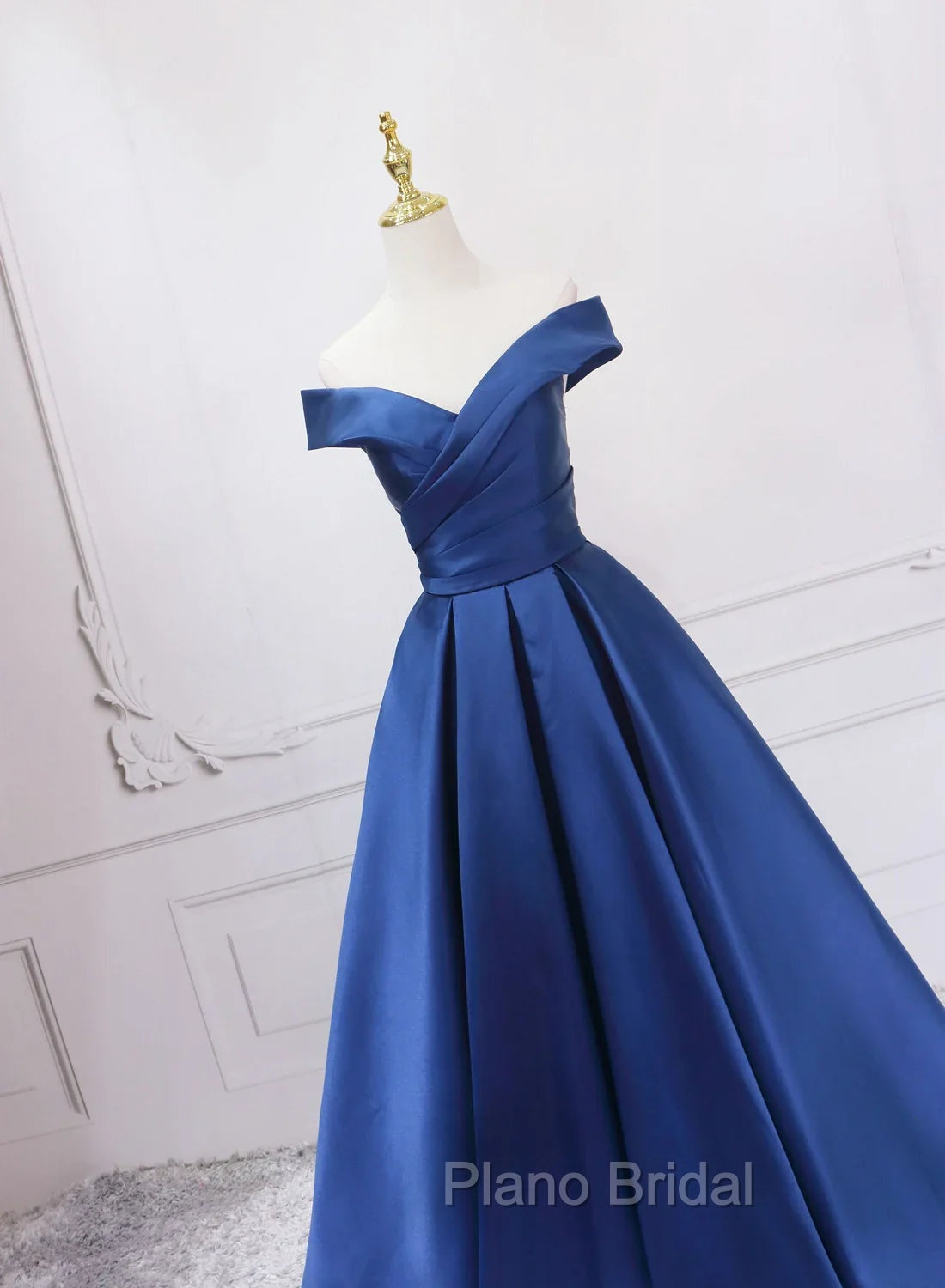 Blue Satin Sweetheart Long Wedding Party Dresses Blue Formal Dresses Formal Prom Dresses shops Secondary image