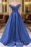 Blue Satin Sweetheart Long Wedding Party Dresses Blue Formal Dresses Formal Prom Dresses shops