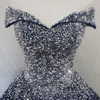 Blue Sequins Ball Gown Off Shoulder Party Dresses Blue Sweet 16 Gown Formal Prom Dresses shops