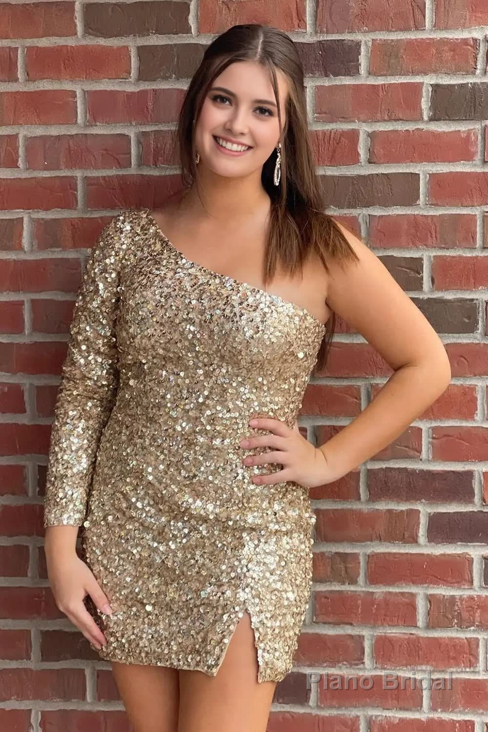 Blue Sequins Homecoming Dress with Sleeves