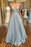 Blue Sequins Long Formal Prom Dresses Blue Evening Dresses