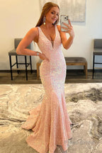 Blue Sequins Mermaid Prom Dress