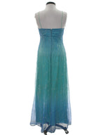 Blue Shiny Fashion Gradient Spray Gold Retro Elegant Sling Long Tulle Ball Gown Formal Evening Dresses Party Dresses