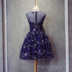 Blue Short Beautiful Homecoming Dresses Tulle SleevelessFormal Prom Dresses, Blue Party Dresses