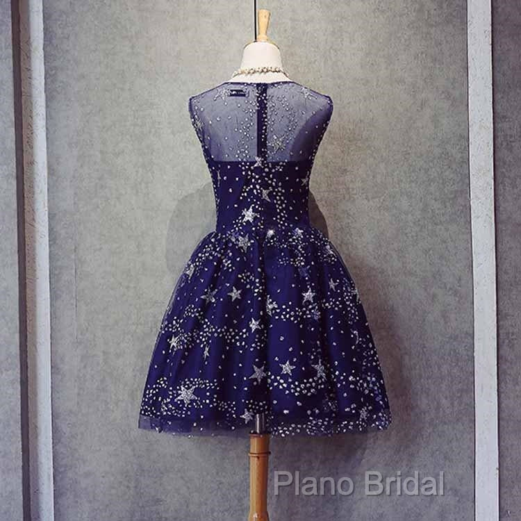 Blue Short Beautiful Homecoming Dresses Tulle SleevelessFormal Prom Dresses, Blue Party Dresses