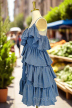 Blue Short Formal Prom Dresses A-line V Neck Lovely Homecoming Dresses