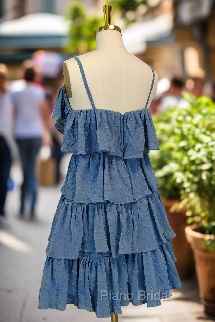 Blue Short Formal Prom Dresses A-line V Neck Lovely Homecoming Dresses