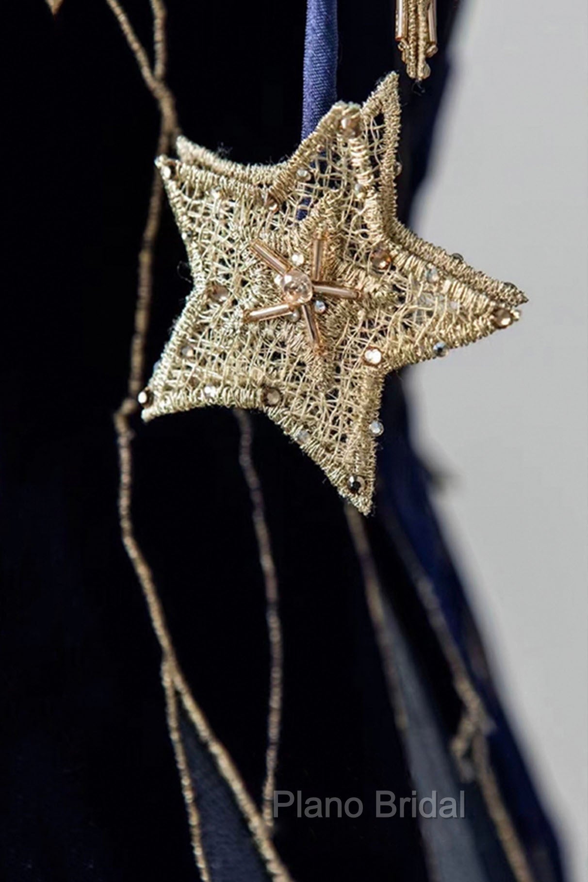 Blue Spaghetti Strap Long Formal Prom Dresses with Star, Blue Evening Party Dresses