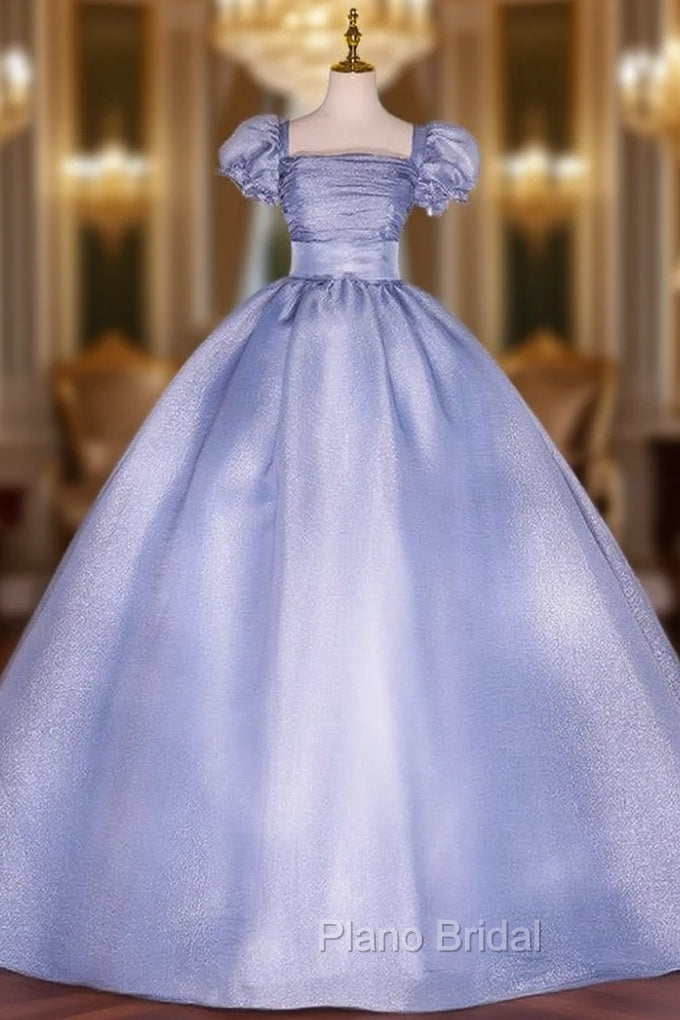 Blue Square Puff Sleeve Quinceanera Dresses Main image