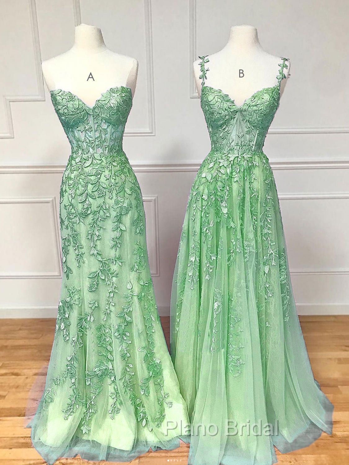 Blue Sweetheart Neck Lace Long Formal Prom Dresses, Blue A-line Lace Graduation Dresses