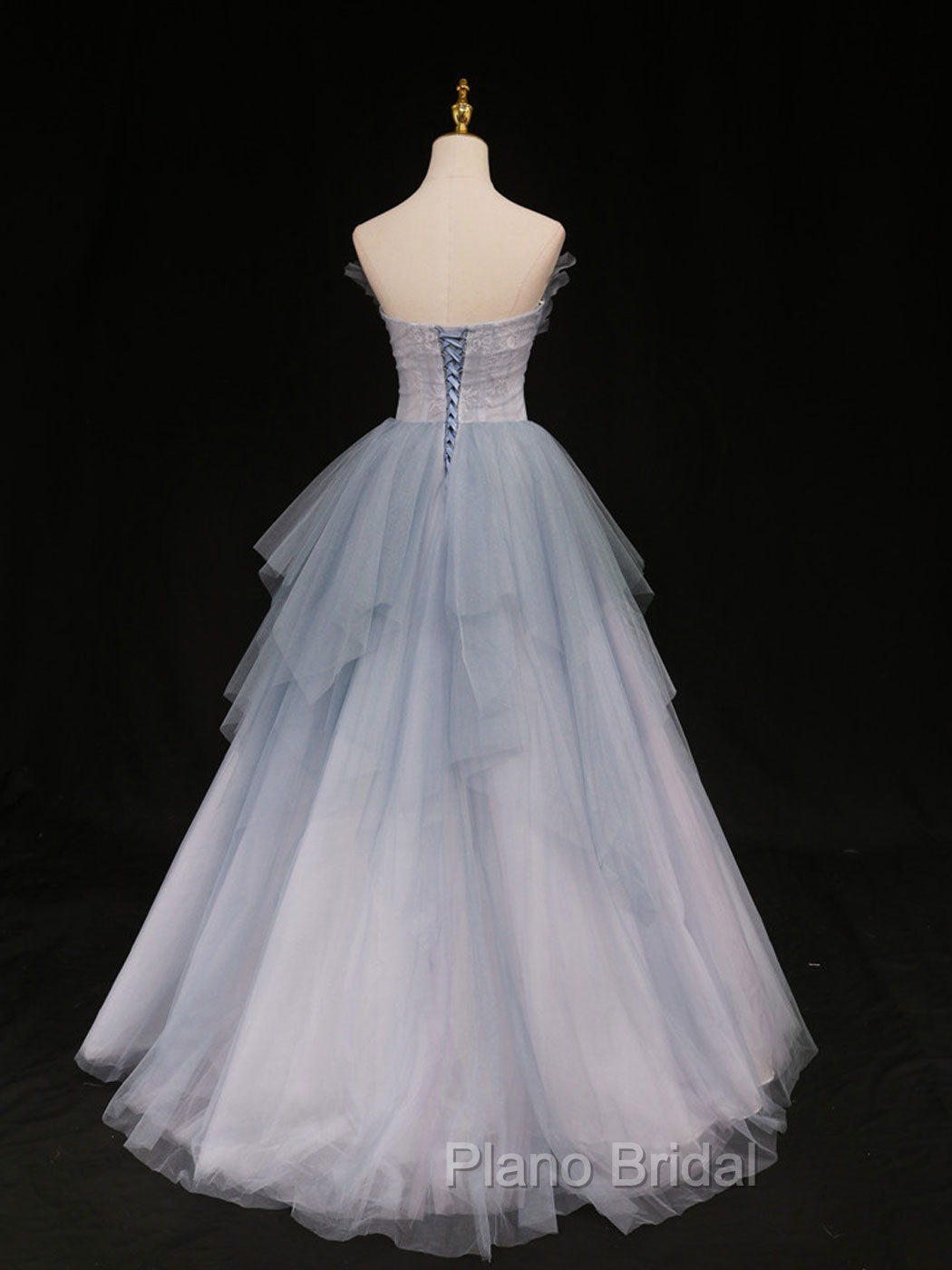 Blue Sweetheart Neck Tulle Long Formal Prom Gown, Blue Long Formal Graduation Dresses Secondary image