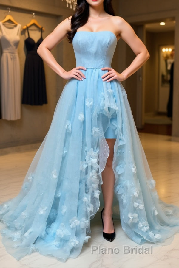 Blue sweetheart tulle long Formal Prom dress, blue tulle evening dress Main image