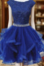 Blue Tulle Lace Short Dresses Homecoming Dresses