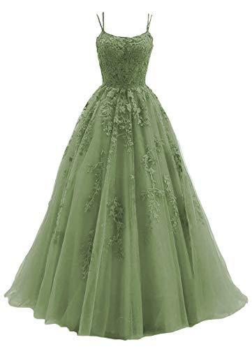 Blue Tulle Long A Line Formal Prom Dresses Lace Formal Evening Dresses
