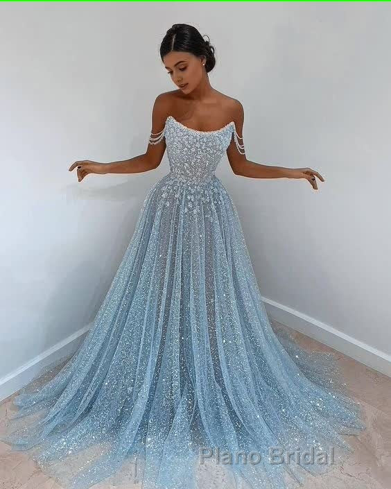 Blue tulle long Formal Prom dress, blue tulle evening dress Secondary image