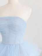 Blue Tulle Long Formal Prom Dresses Blue Tulle Long Prom Dresses