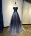 Blue tulle sequins long Formal Prom Dresses blue evening Dresses