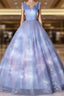 Blue Tulle Sequins Pleats Off the Shoulder Quinceanera Dresses