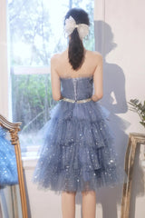 Blue Tulle Sequins Short Homecoming Dress Party Dress
