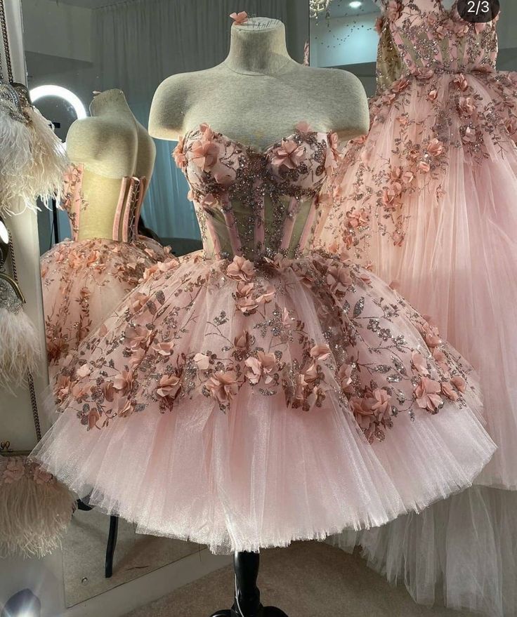 Blue Tulle Short Homecoming Dresses With 3D Flowers Secondary image