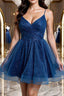 Blue tulle short Formal Prom dress blue tulle homecoming dress