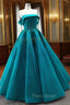 Blue Tullle Strapless Pleats Beading Formal Prom Dresses