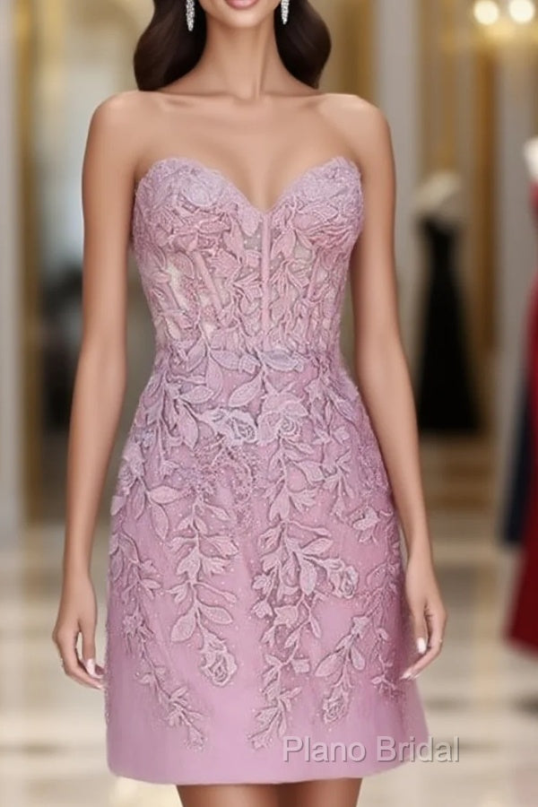 Blush Lace Corset Homecoming Dresses Main image