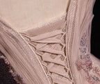 Blush Pink A-Line V-Neck Glitter Tulle With Beaded Long Formal Prom Dresses Adult Ceremony Evening Dresses