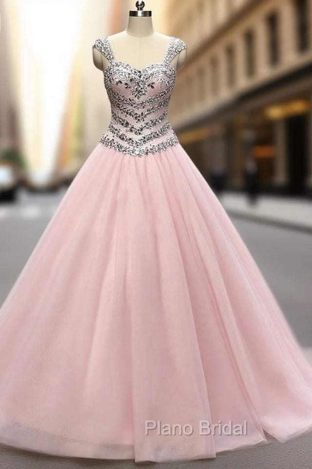 Blush Pink Ball Gown Crystal Beading Sequins Quinceanera Dresses