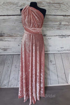Blush Pink Velvet Infinity Convertible Bridesmaid Dresses