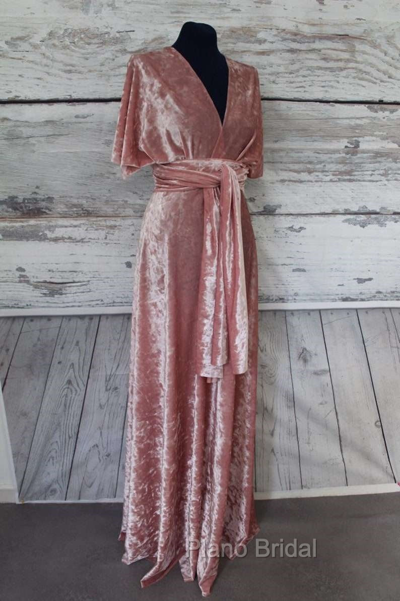 Blush Pink Velvet Infinity Convertible Bridesmaid Dresses