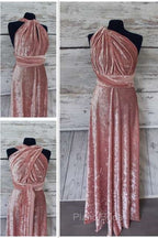 Blush Pink Velvet Infinity Convertible Bridesmaid Dresses
