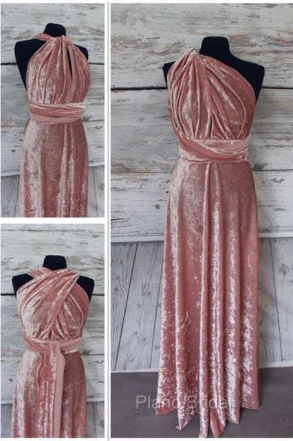 Blush Pink Velvet Infinity Convertible Bridesmaid Dresses