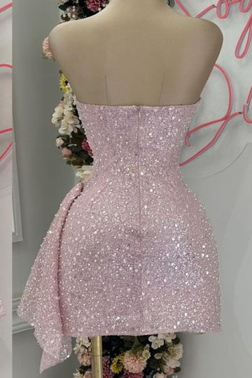 Blushing Pink Sequins Cocktail Dresses Woman Elegant Wedding Formal Prom Dresses Gowns Mini Graduation Dresses Vestido De GraduacióN Vestido De Fiesta Homecoming Dresses