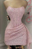 Blushing Pink Sequins Cocktail Dresses Woman Elegant Wedding Formal Prom Dresses Gowns Mini Graduation Dresses Vestido De GraduacióN Vestido De Fiesta Homecoming Dresses