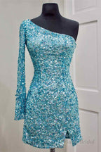 Bodycon One-Shoulder Sequins Homecoming Dress
